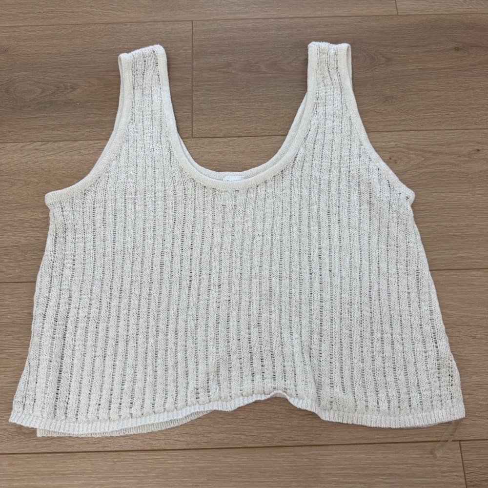 Shade & Shore Womens XL White Open Knit Tank Top Scoop Neck Sleeveless Cover Up